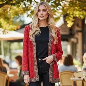 Vintage Gorgeous Red Beaded Jacket